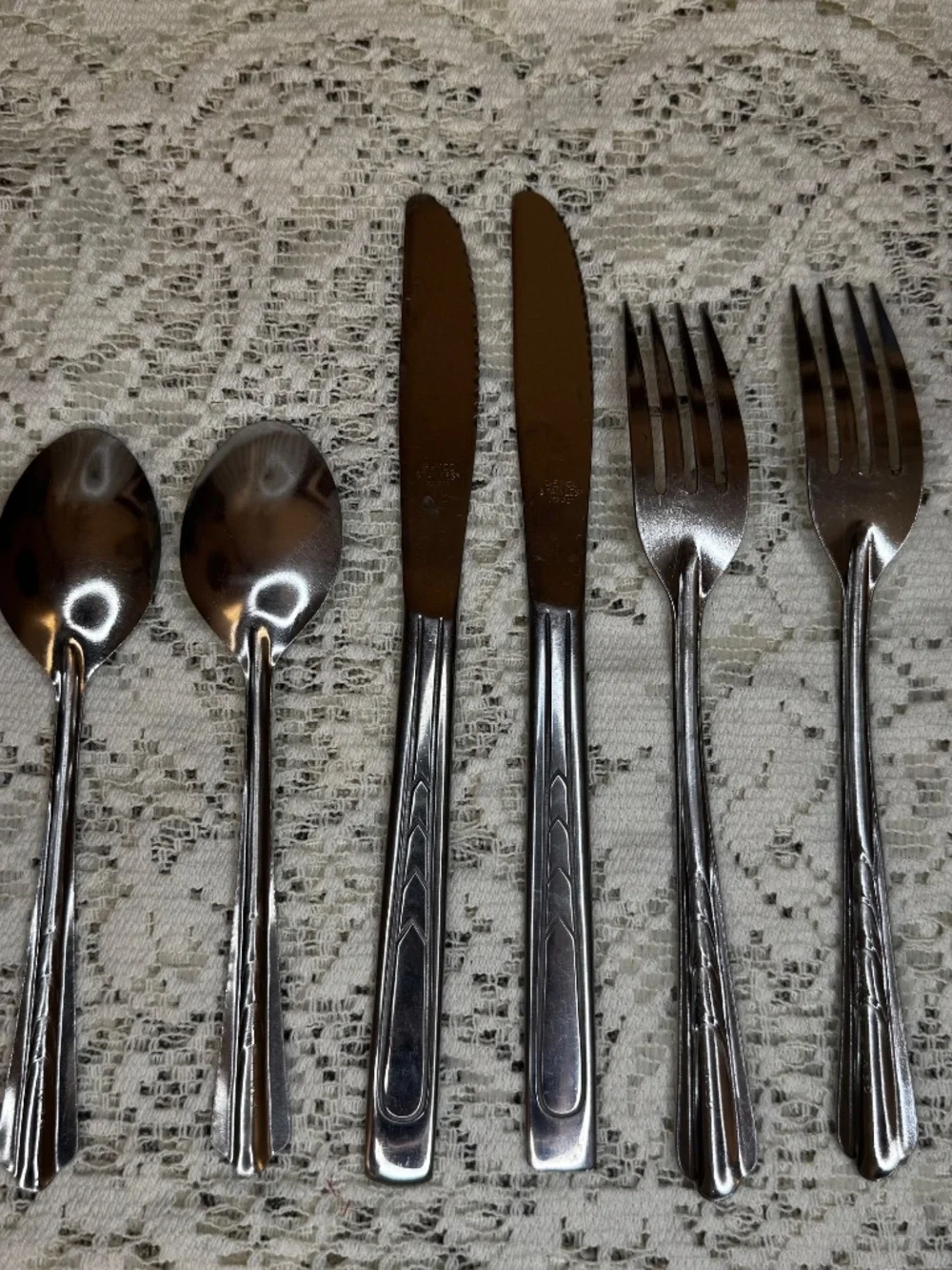 Vintage GEMCO Flatware Set - 2 ea. butter knife, fork, teaspoon - Stainless